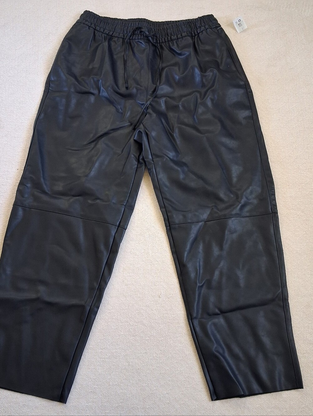 old navy ♡ faux leather billie trouser high waisted black petite medium mob wife